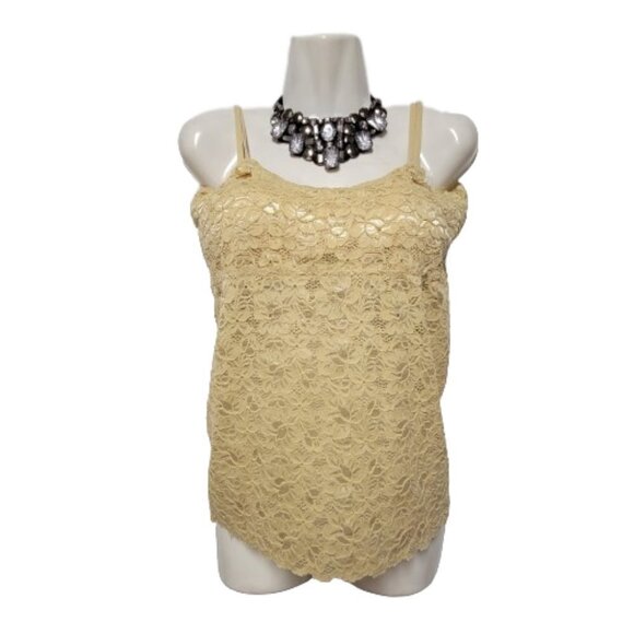 Beige Cream Tank Top Lace Camisole SIZE M - Stretchy Top -  NEW - Picture 3 of 8